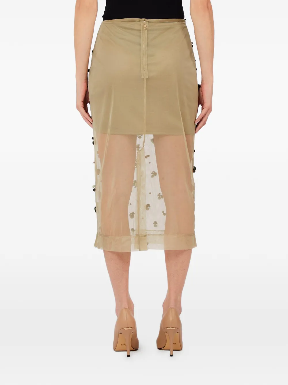 LIU JO Midi-rok verfraaid met bloemen Beige
