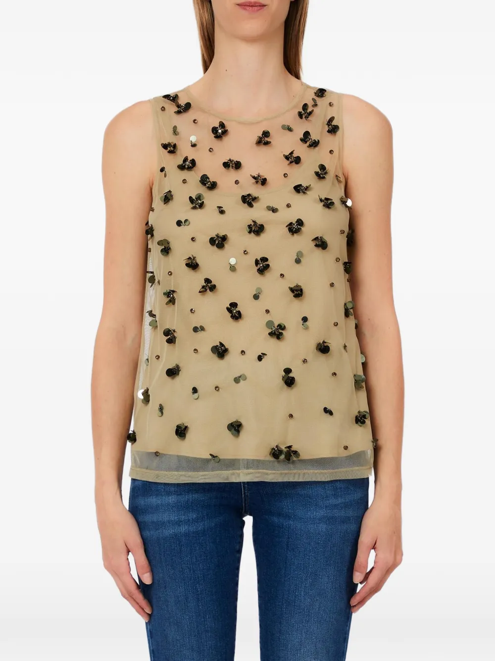 LIU JO floral sequin top - Nude