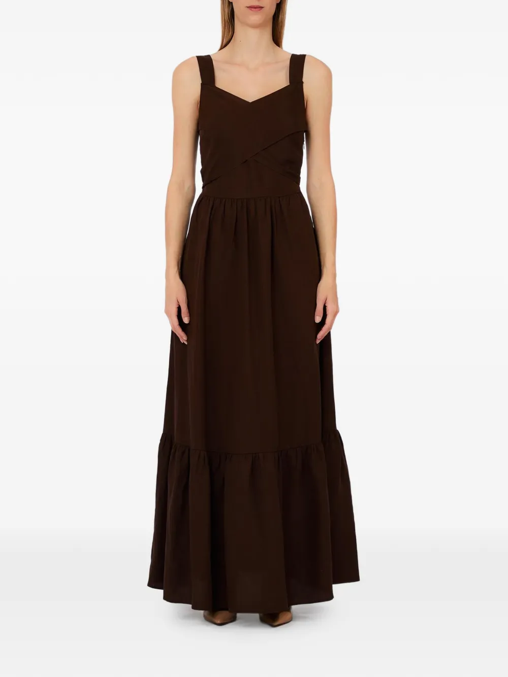 LIU JO ruffled maxi dress - Marrone