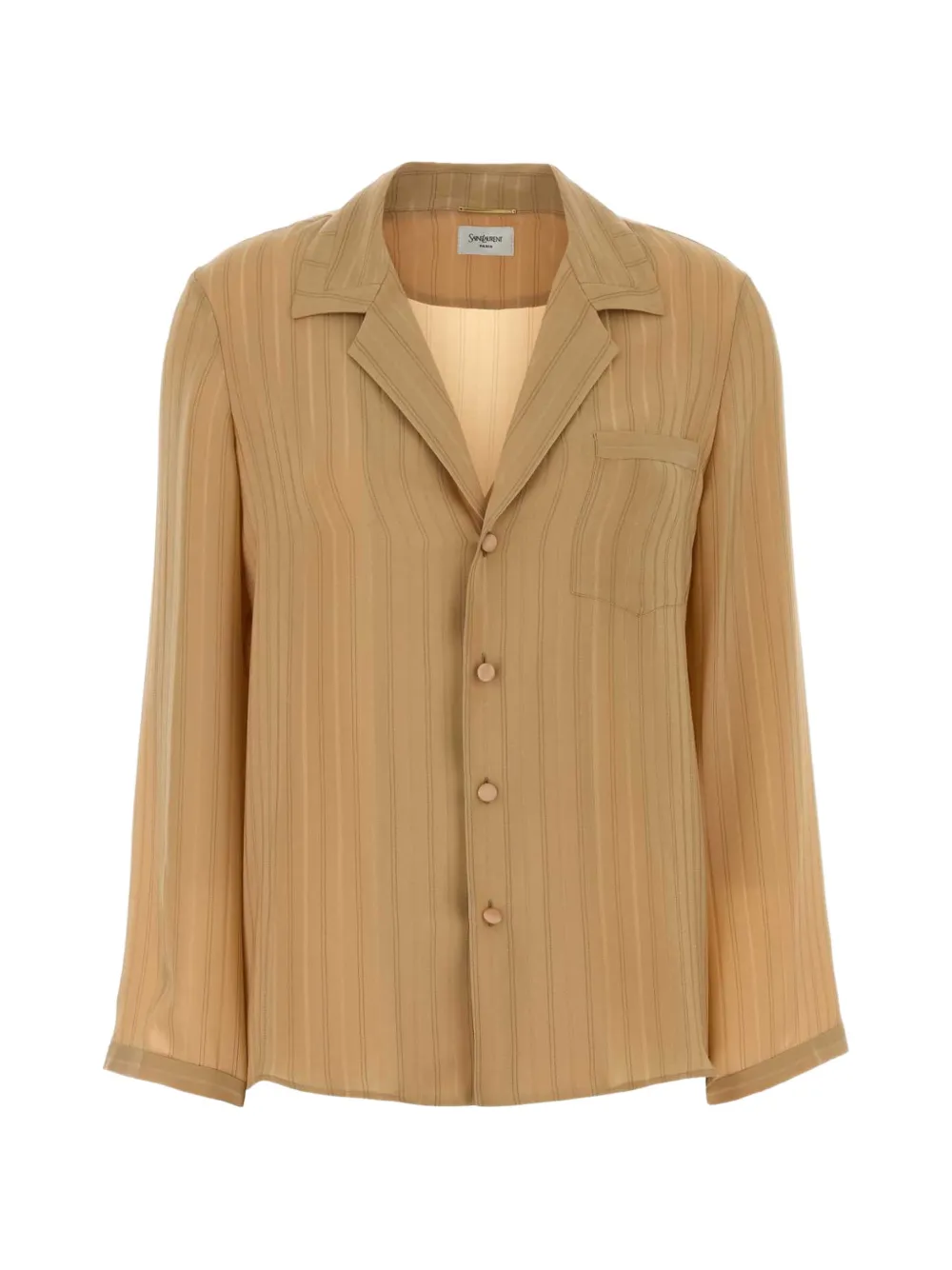 Saint Laurent embroidered striped silk shirt - Nude