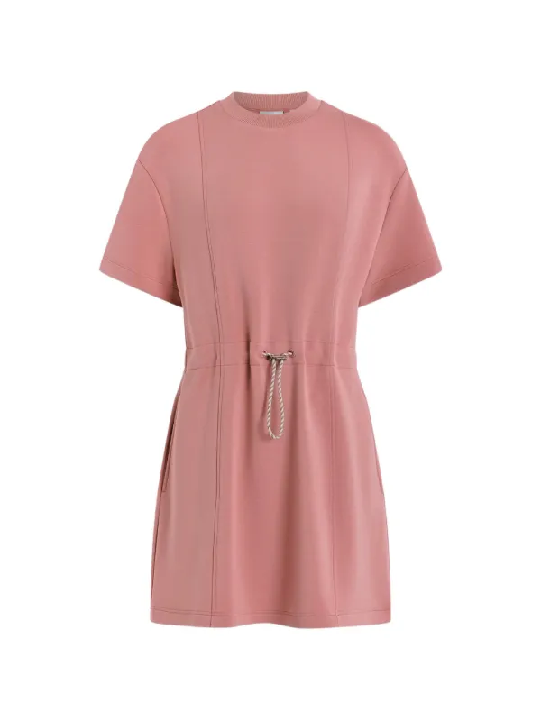 short sleeve drawstring mini dress Drawstring Short Sleeve Mini Dress Taro Purple / XL