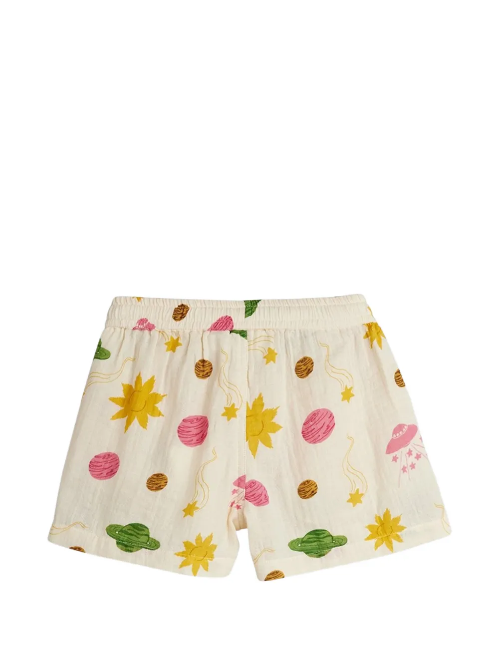 Mini Rodini Mousseline shorts met ruimte-print Beige