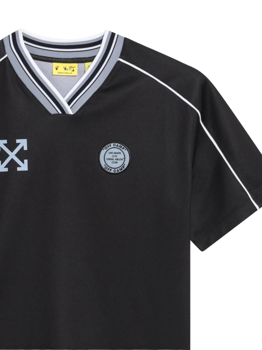 Off-White Kids T-shirt met V-hals en logo Zwart