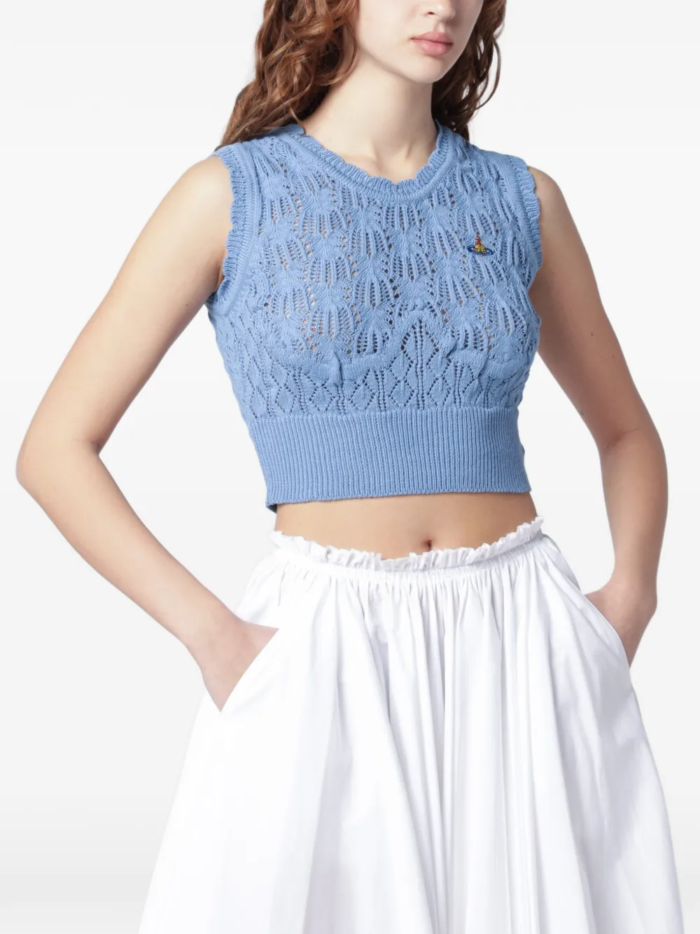 Vivienne Westwood Top con orlo a coste - Blu