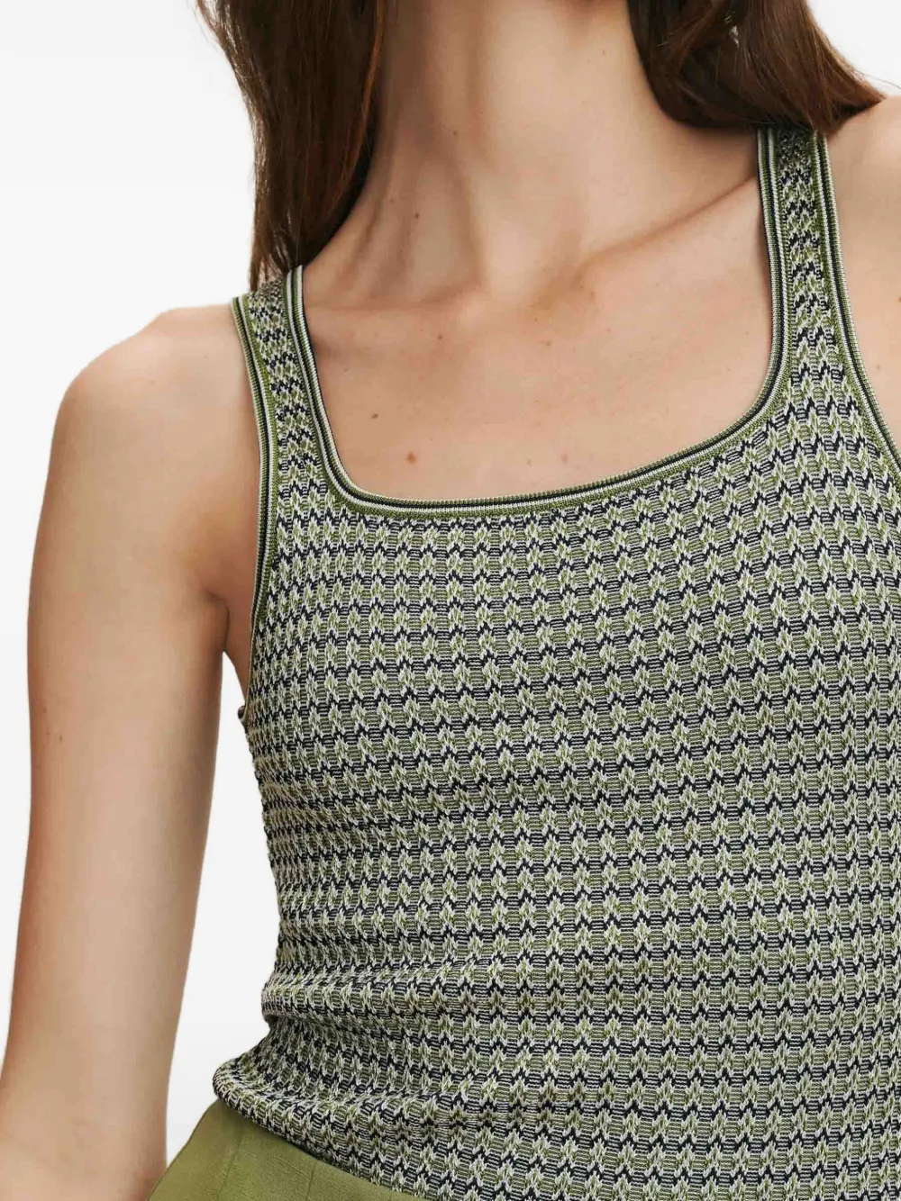 Veronica Beard Sandra gebreide tanktop met vierkante hals Groen