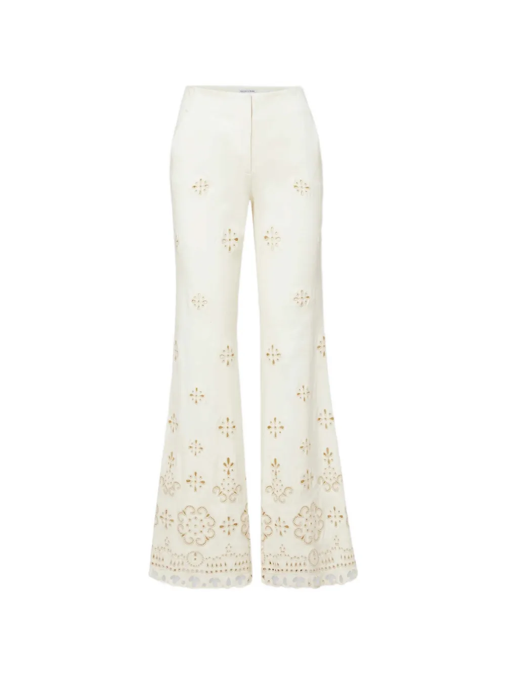 Veronica Beard Komi eyelet embroidered trousers - Nude