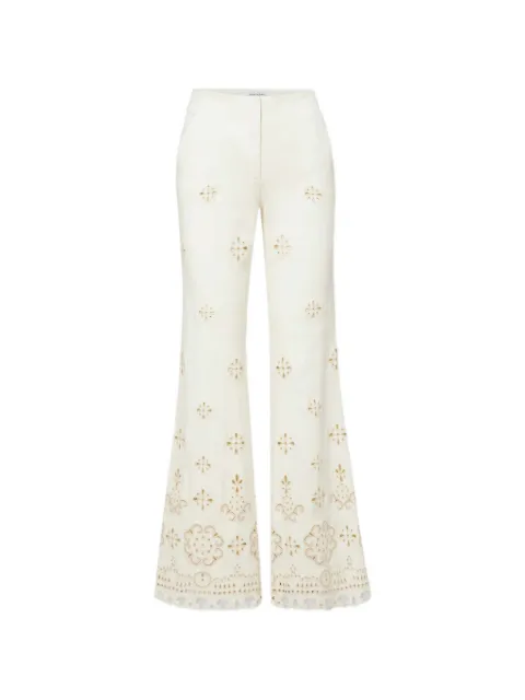 Veronica Beard Komi eyelet embroidered trousers