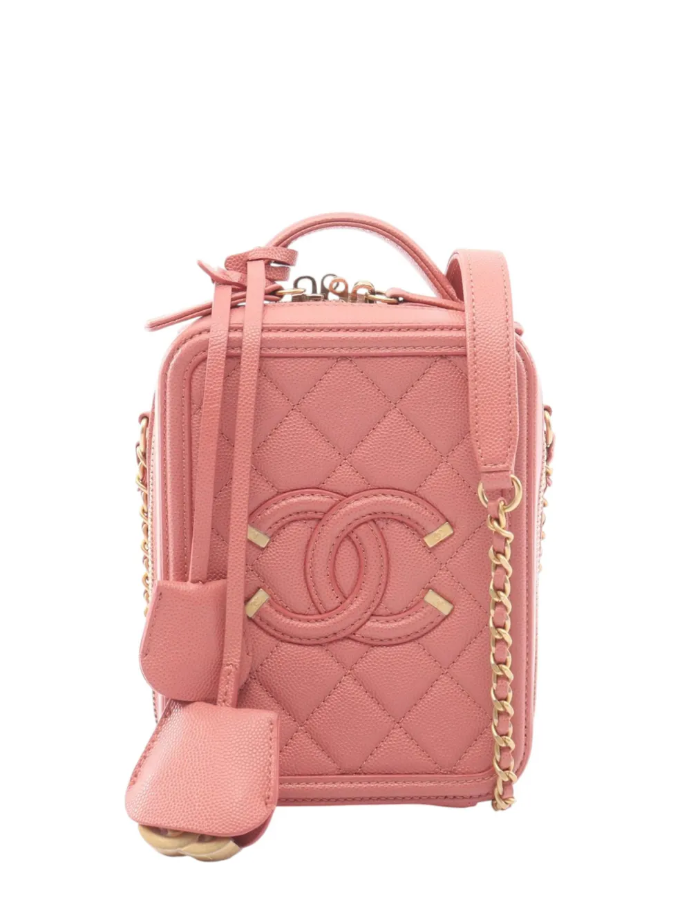CHANEL Pre-Owned 2019 Caviar CC Filigree Vertical Vanity Case crossbody bag - Rosa