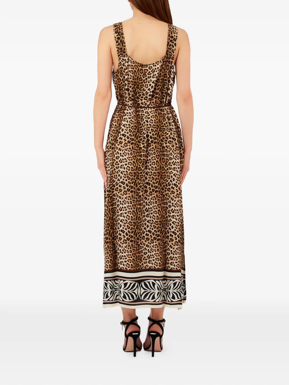 LIU JO Jurk met dierenprint en kwastje Beige