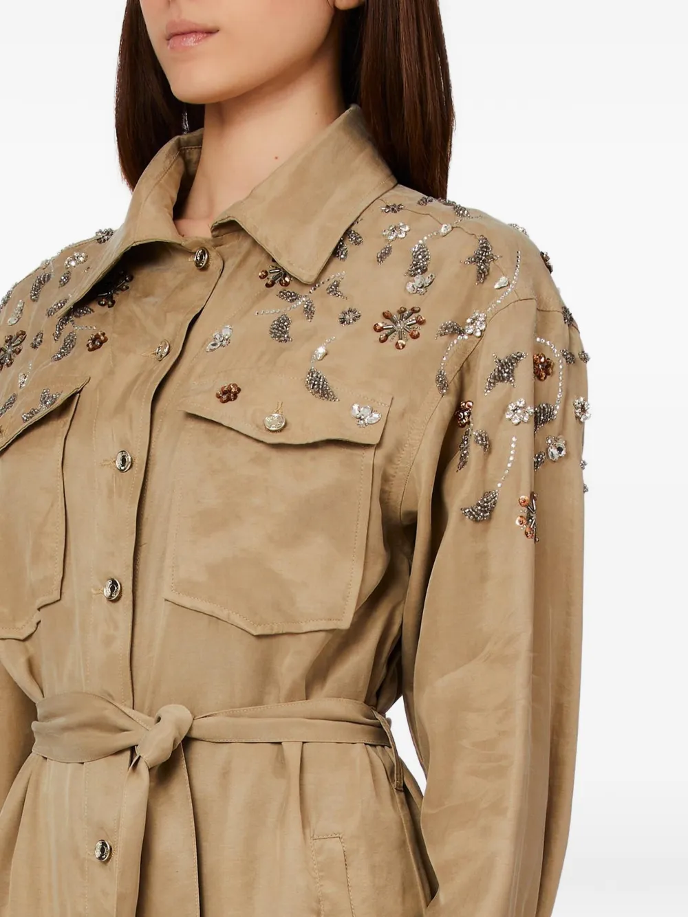 LIU JO Maxi-jurk met borduurwerk en sieraden Beige