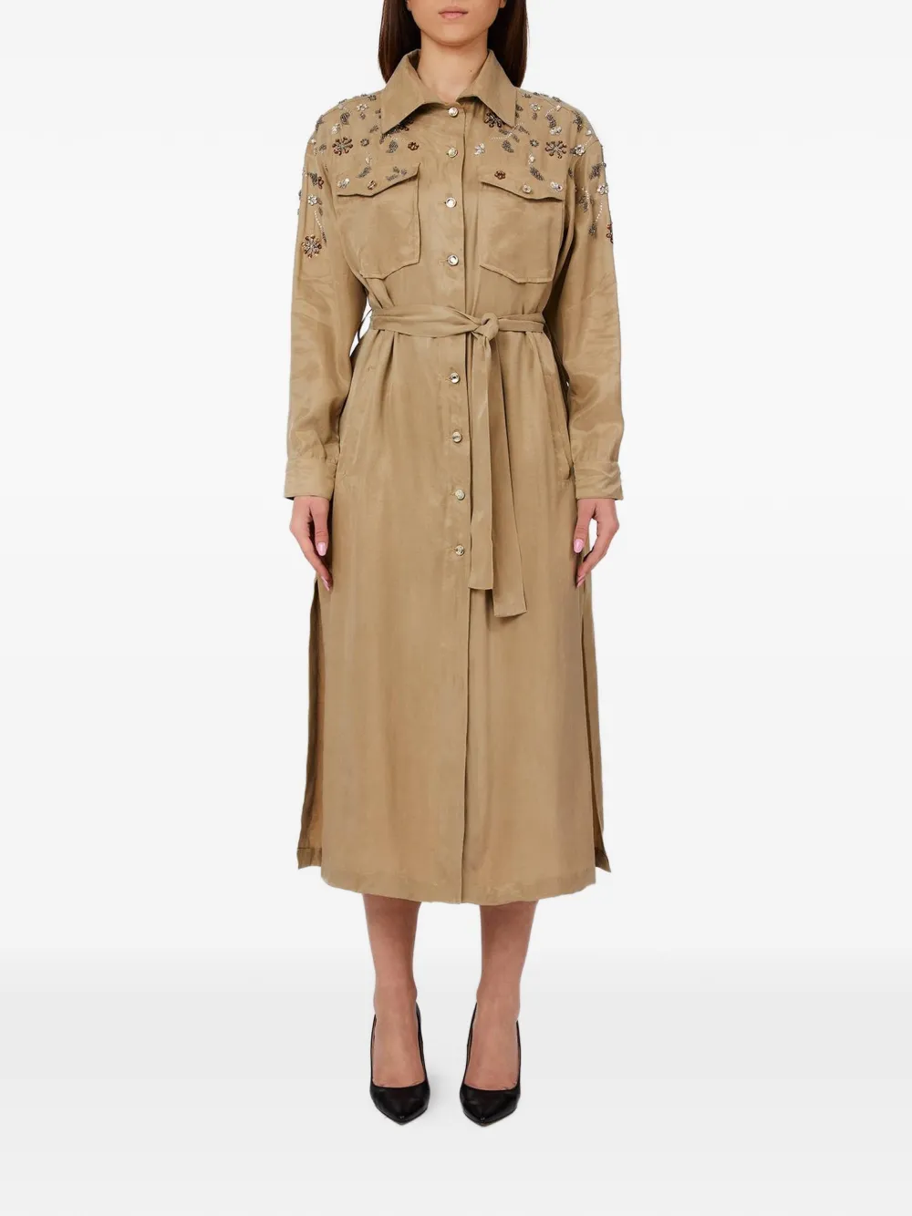 LIU JO embellished tie dress - Toni neutri