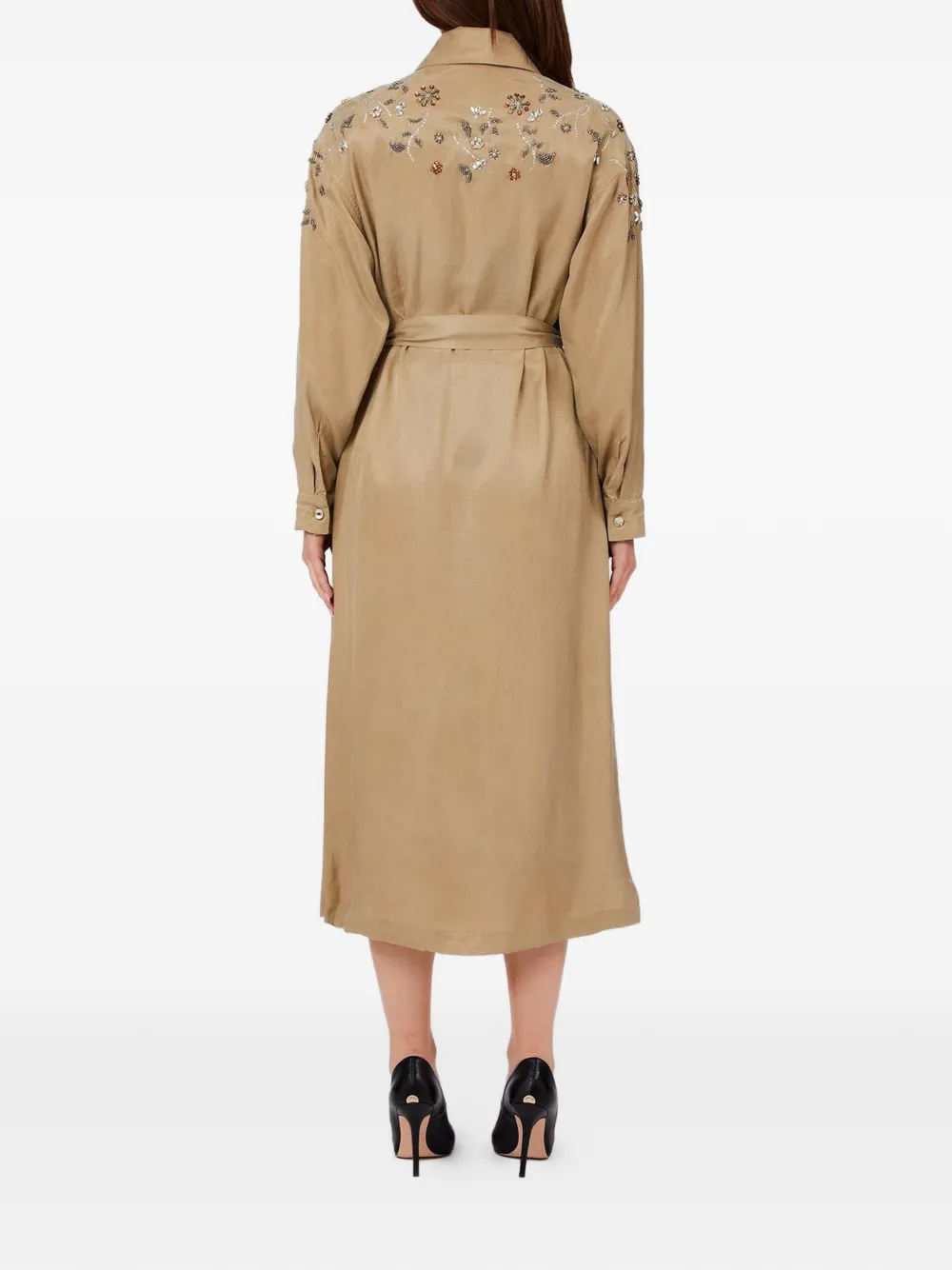 LIU JO Maxi-jurk met borduurwerk en sieraden Beige