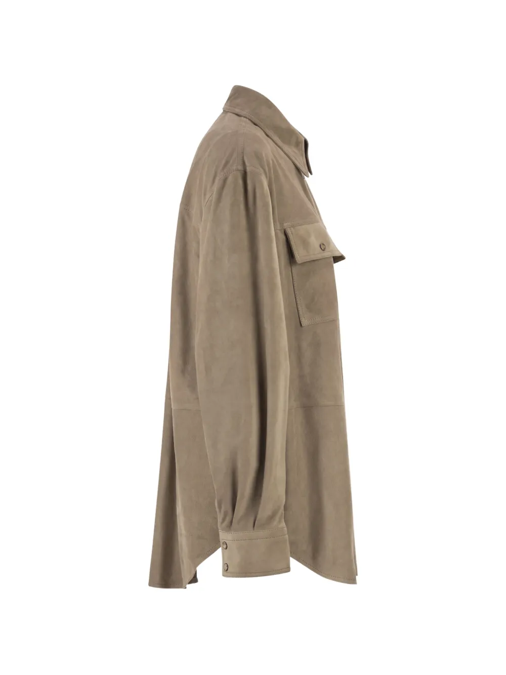  Brunello Cucinelli Patch Pocket Suede Overshirt - Neutrals 