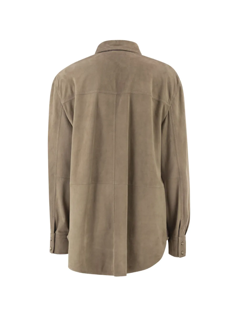  Brunello Cucinelli Patch Pocket Suede Overshirt - Neutrals 