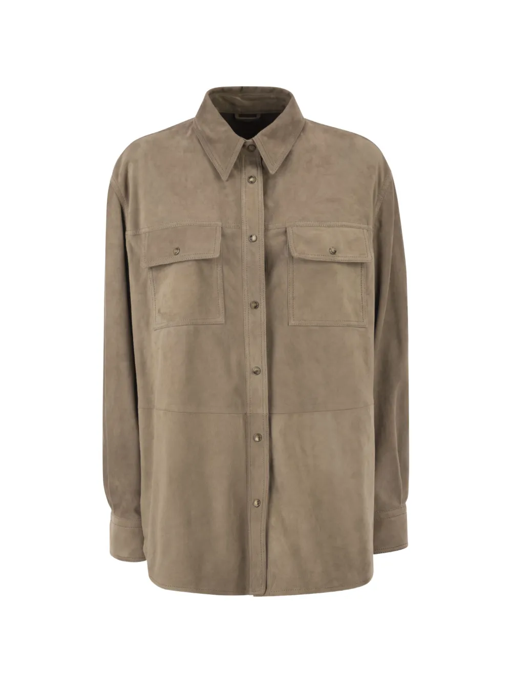 Brunello Cucinelli patch pocket suede overshirt - Toni neutri