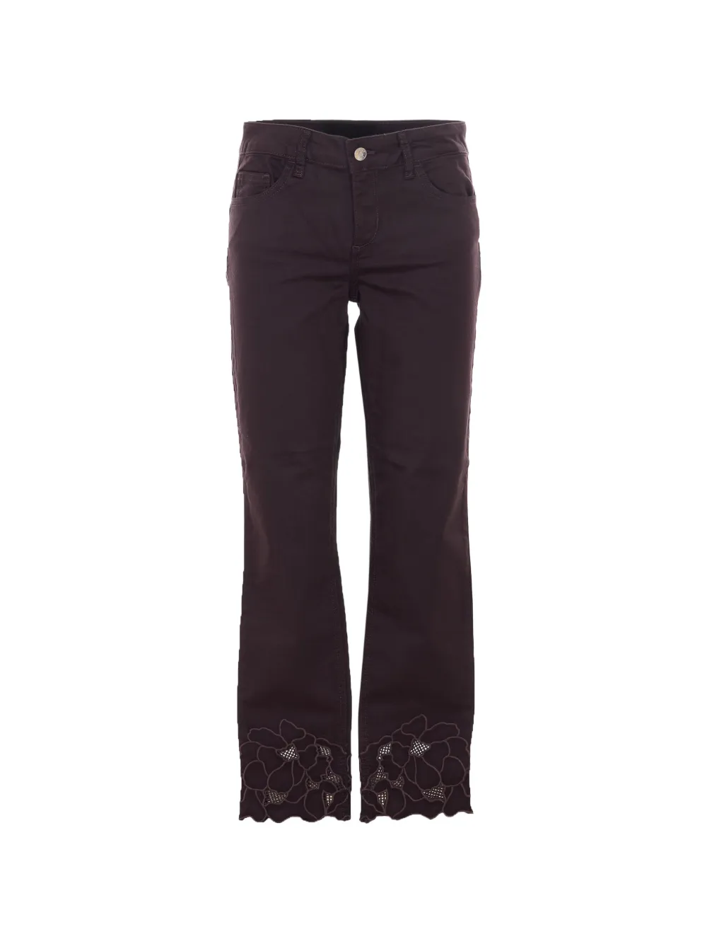 LIU JO floral-embroidered trousers - Braun