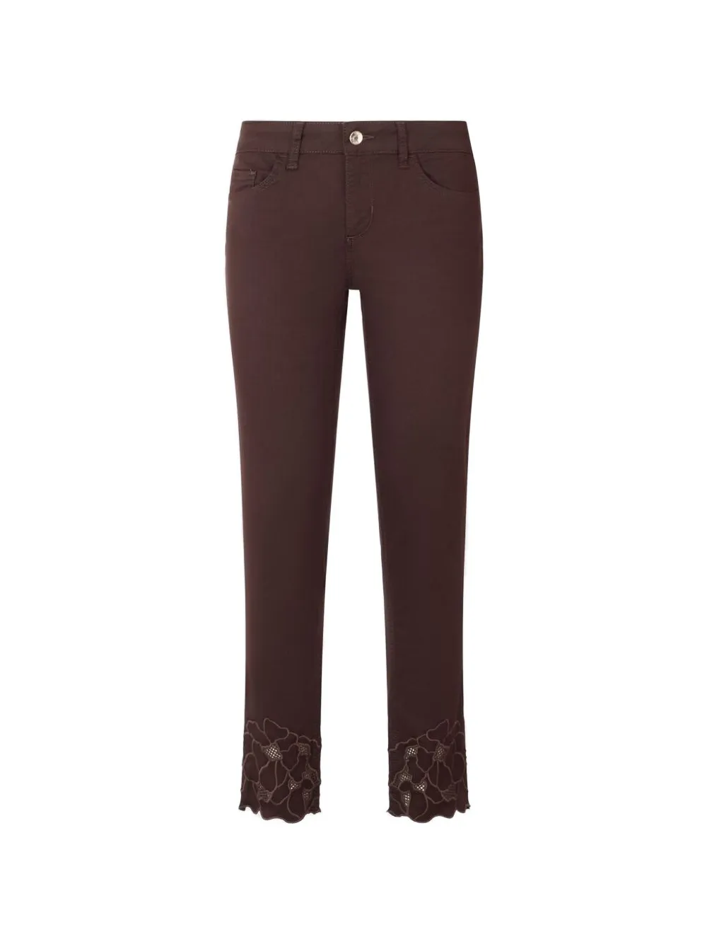 LIU JO floral-embroidered trousers - Braun