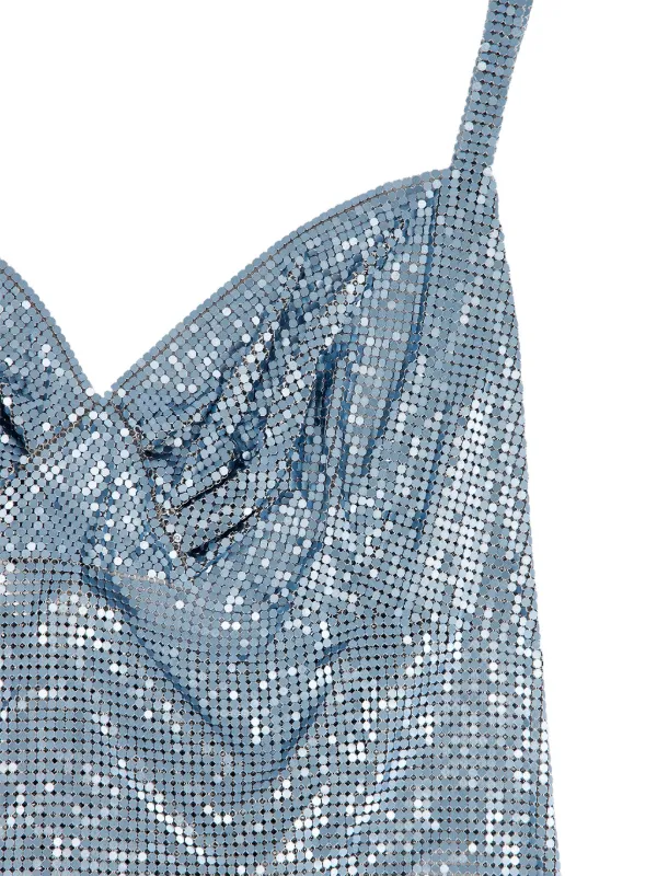 Rabanne Chainmail Gathered Maxi Dress - Blue