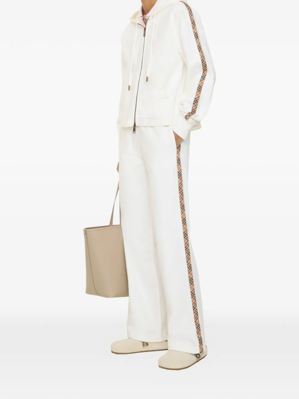 Burberry Trainingsbroek met geruite afwerking en katoenen print Wit