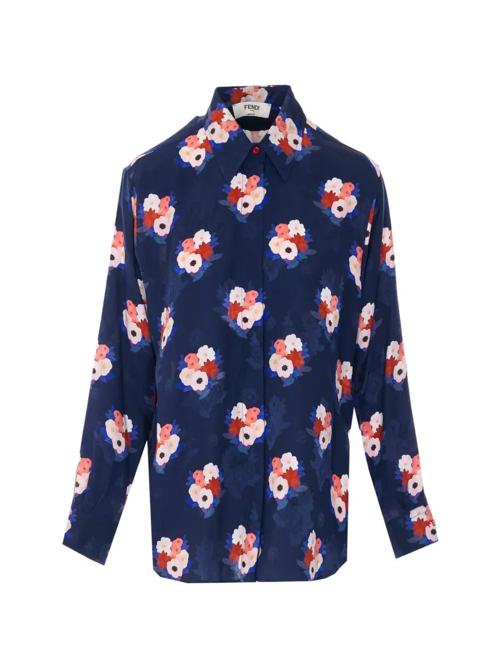 FENDI floral-print long-sleeve shirt - Blu