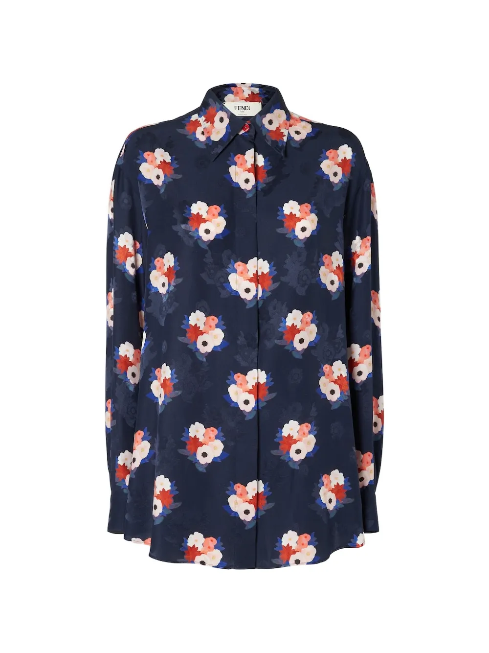 FENDI floral-print long-sleeve shirt - Blu