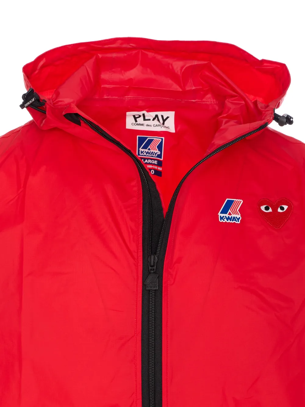 Comme Des Garçons Play x K-Way jack met capuchon en logo Rood