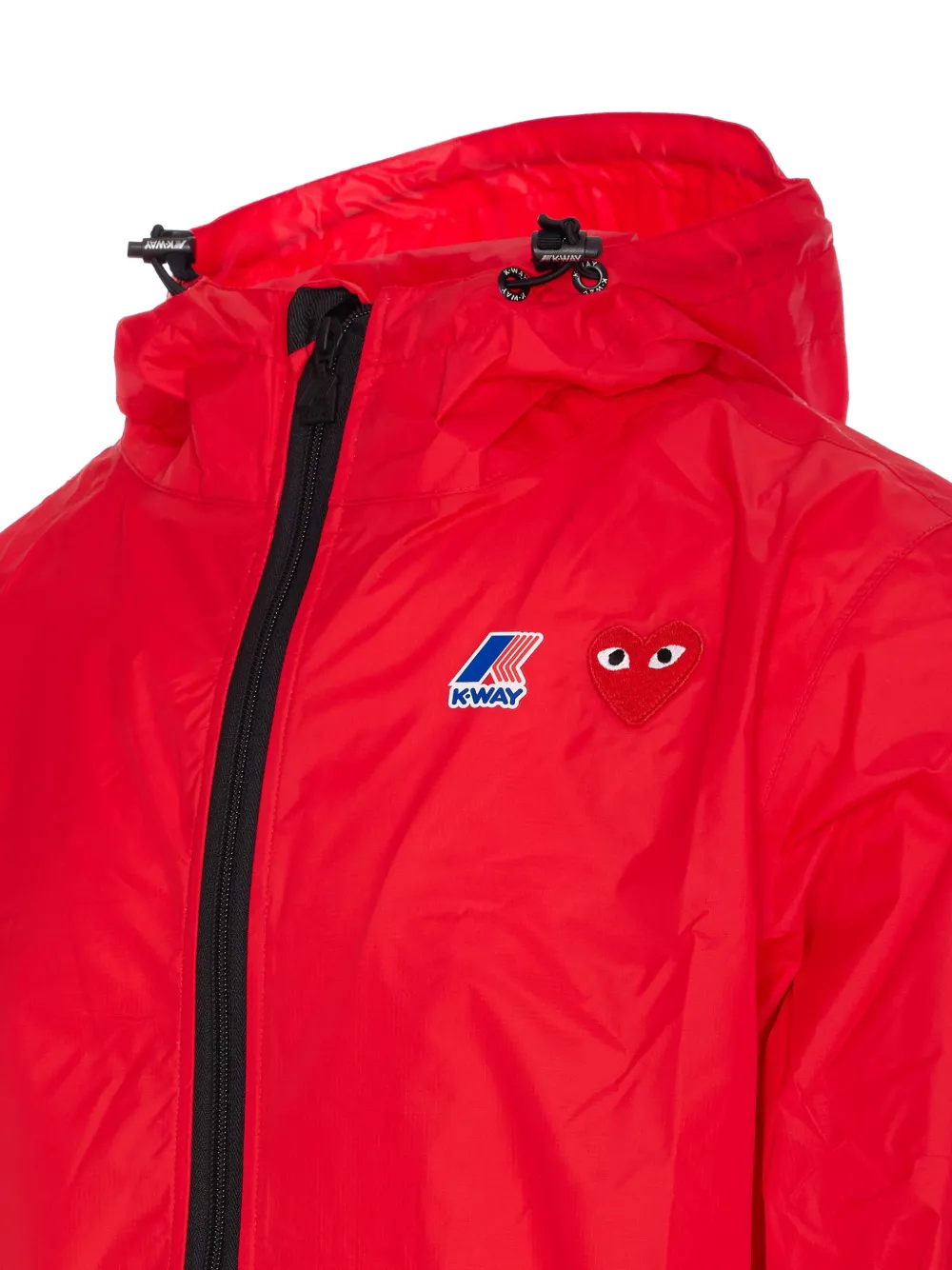 Comme Des Garçons Play x K-Way jack met capuchon en logo Rood