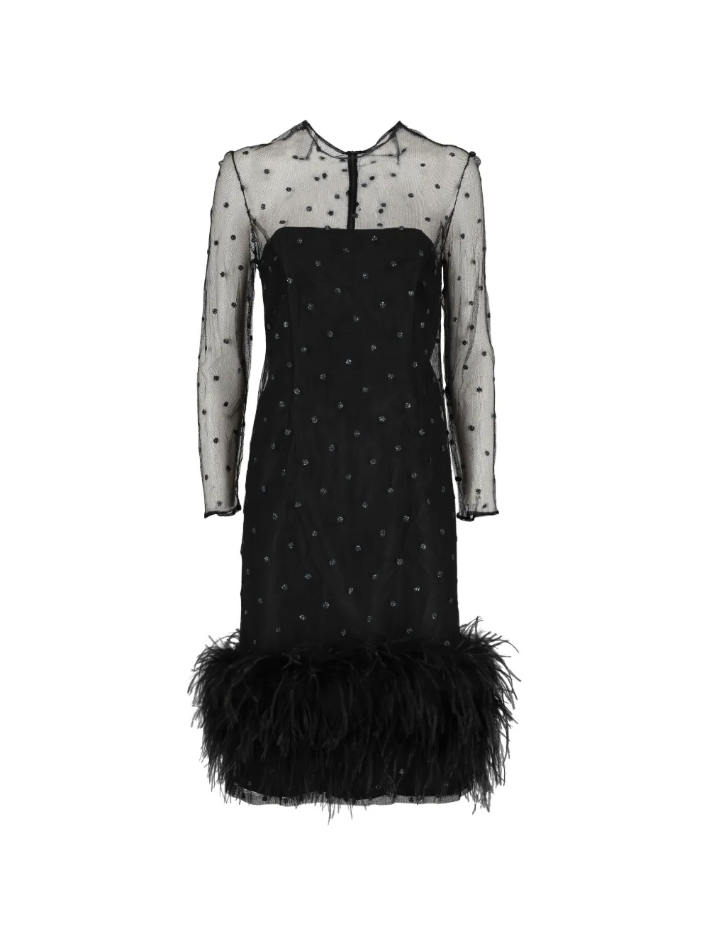 Vintage polka dot feather dress - Nero