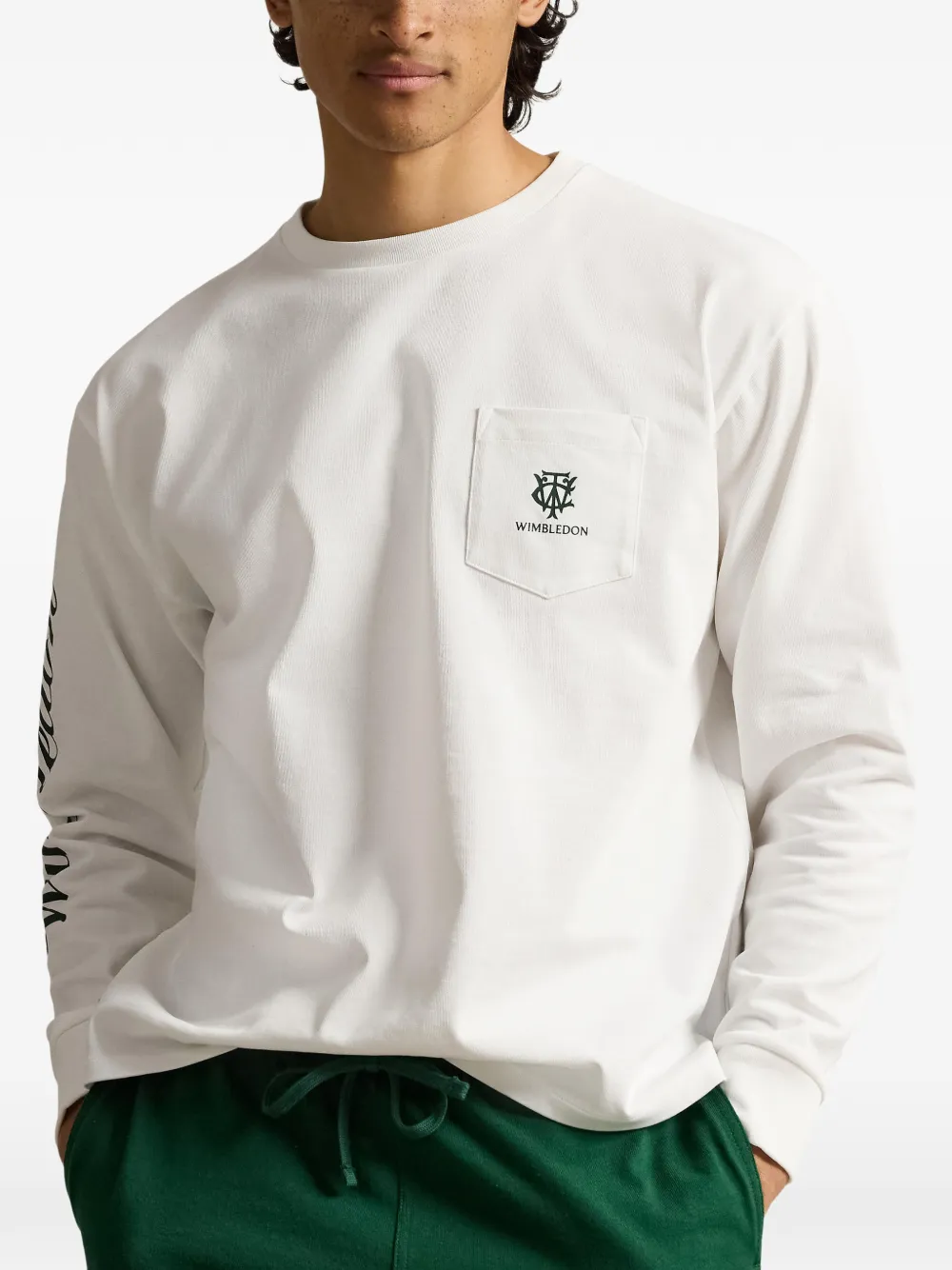 Polo Ralph Lauren Wimbledon sweater met zak en lange mouwen Wit