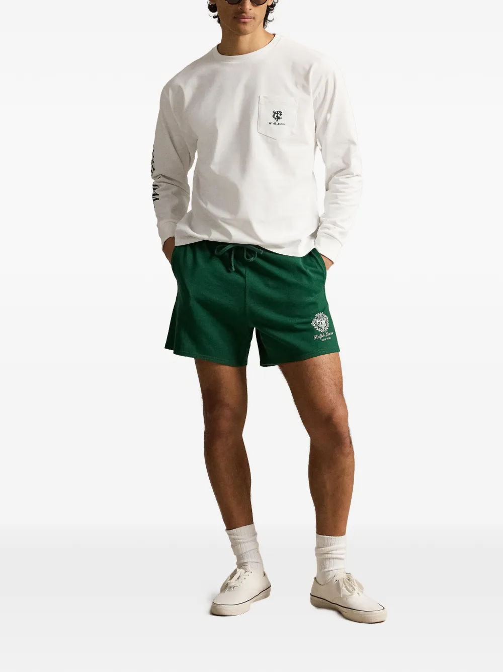 Polo Ralph Lauren Wimbledon sweater met zak en lange mouwen Wit