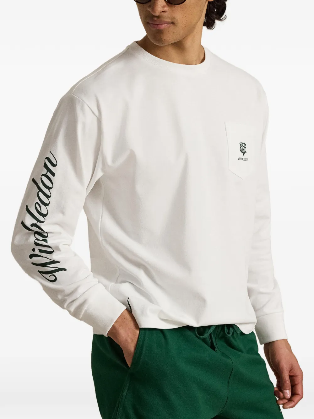 Polo Ralph Lauren Wimbledon sweater met zak en lange mouwen Wit