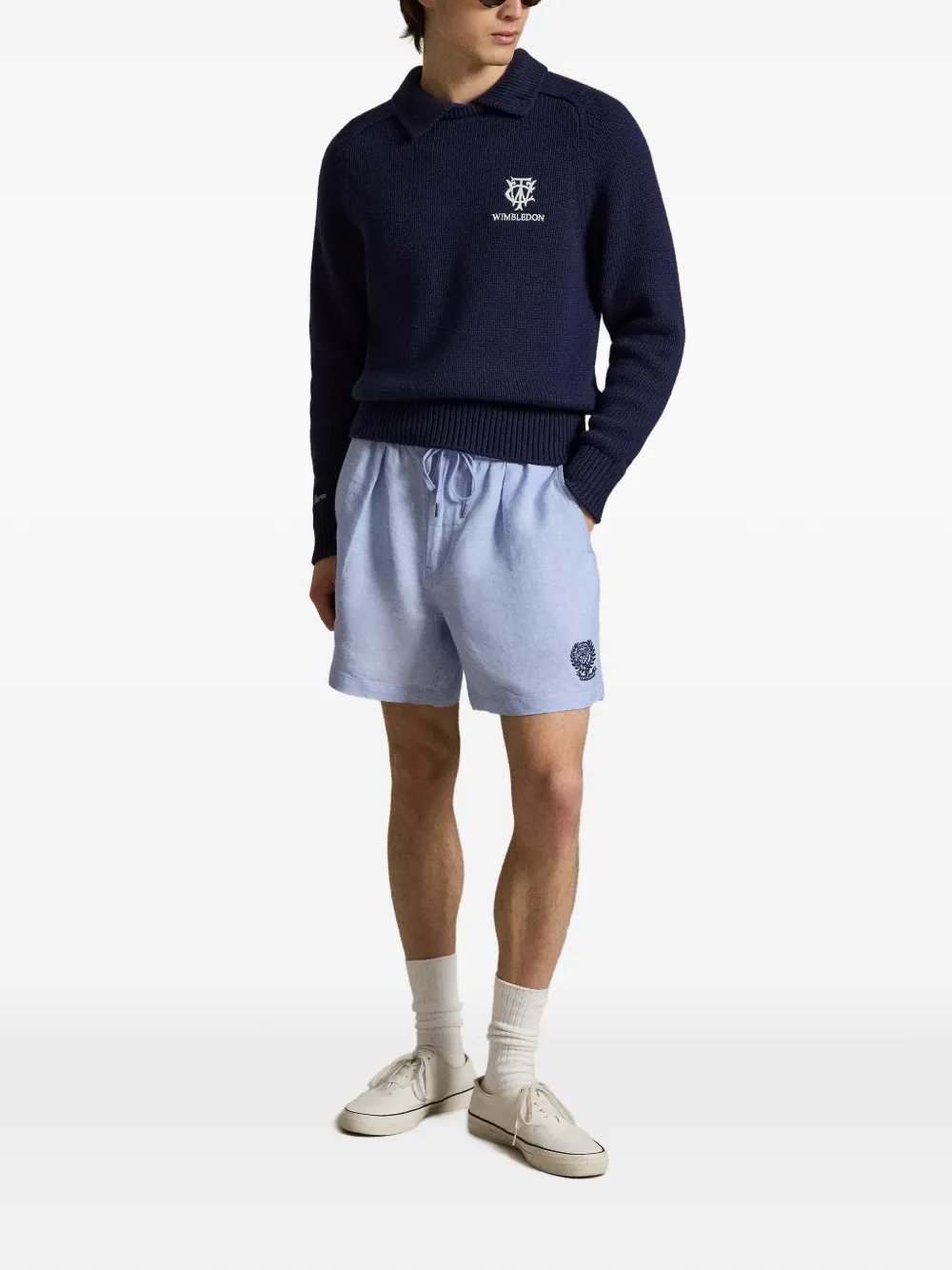 Polo Ralph Lauren Wimbledon linnen shorts met trekkoord Blauw