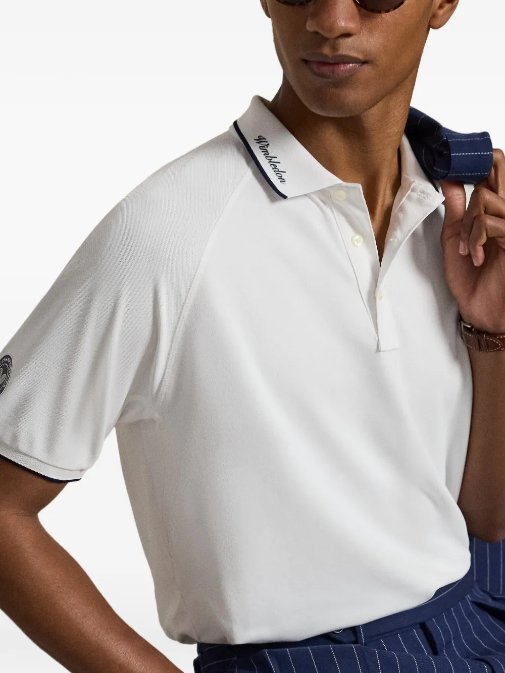 Polo Ralph Lauren x Wimbledon gestreept poloshirt met raglan mouwen Wit