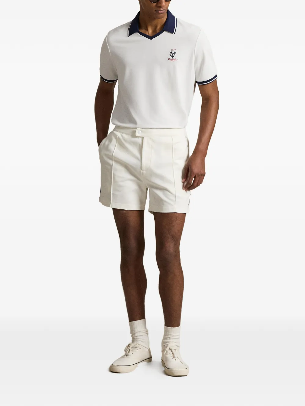 Polo Ralph Lauren x Wimbledon poloshirt met gestreepte afwerking en logo-patch Wit