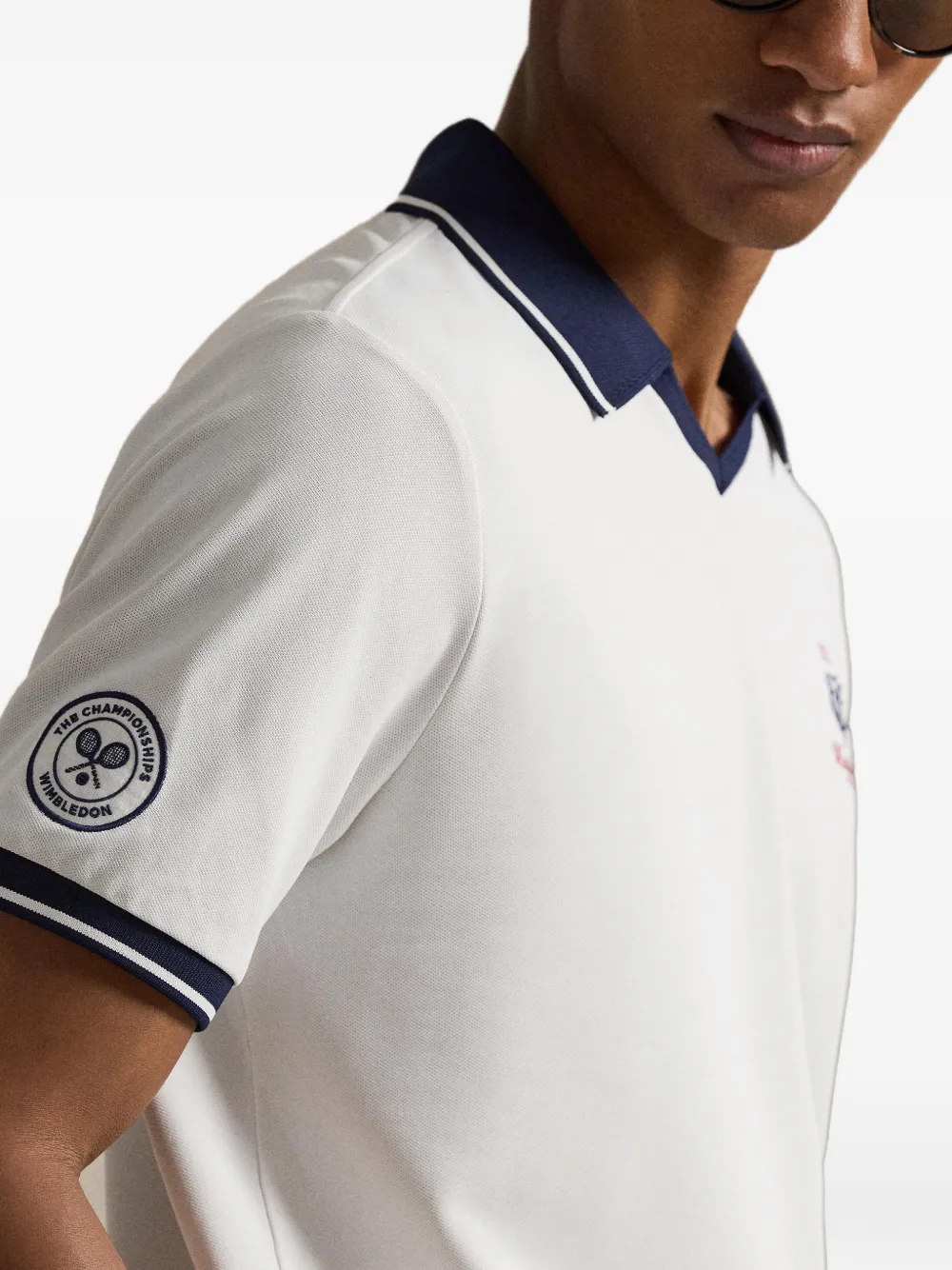 Polo Ralph Lauren x Wimbledon poloshirt met gestreepte afwerking en logo-patch Wit