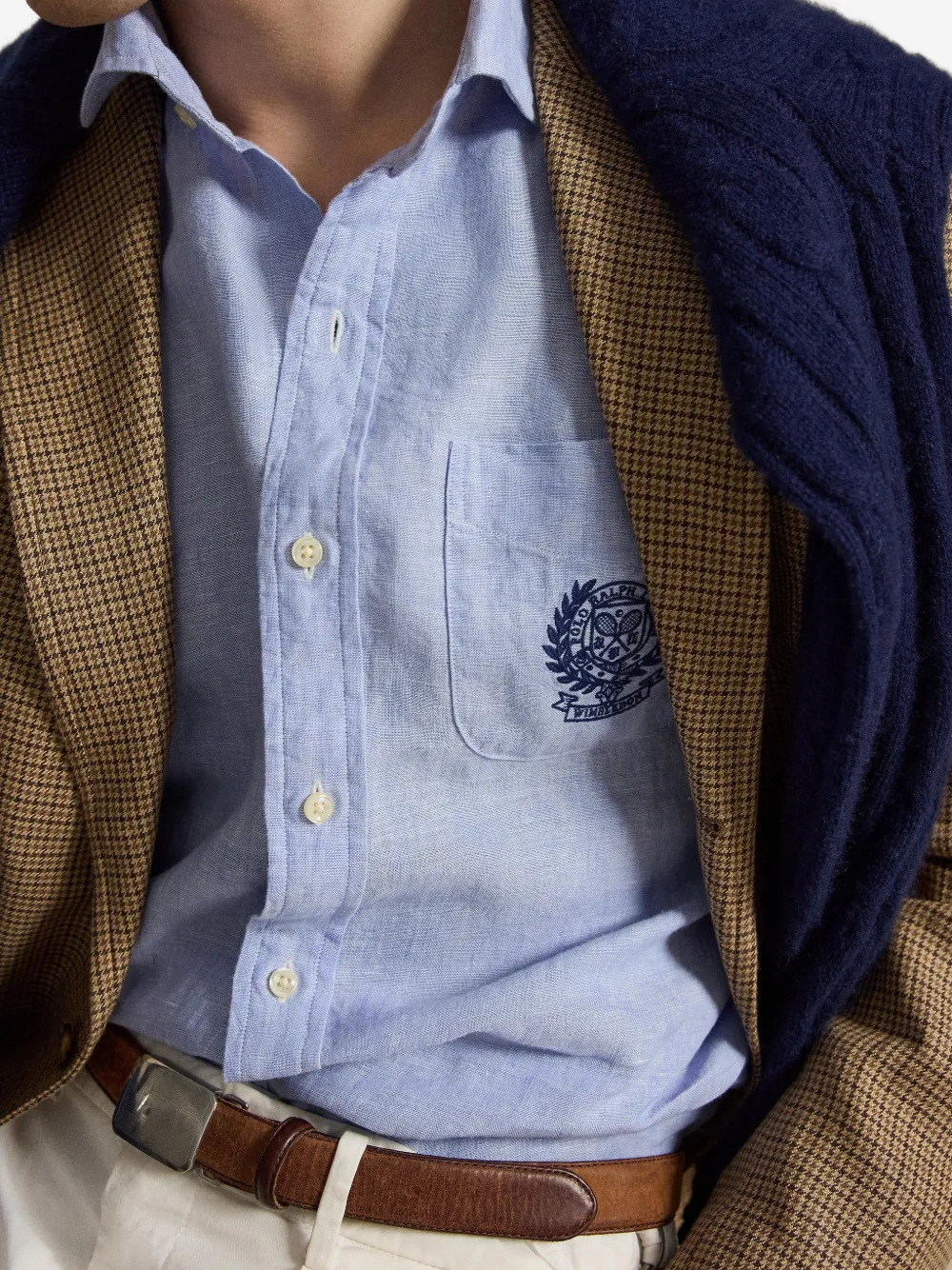 Polo Ralph Lauren Linnen overhemd met geborduurde zak Blauw