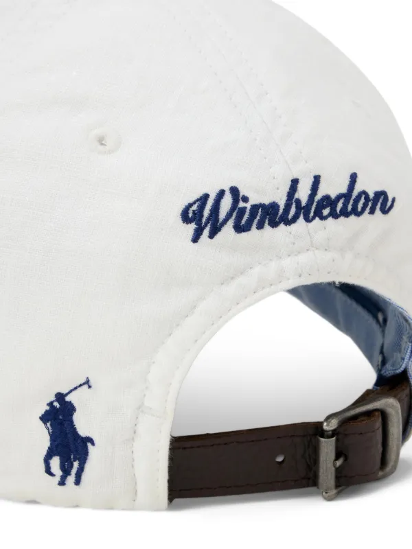 Polo Ralph Lauren Crest Leather Strap Linen Cap | White | FARFETCH