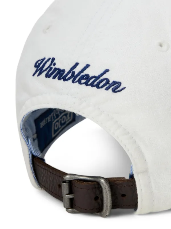 Polo Ralph Lauren Crest Leather Strap Linen Cap | White | FARFETCH