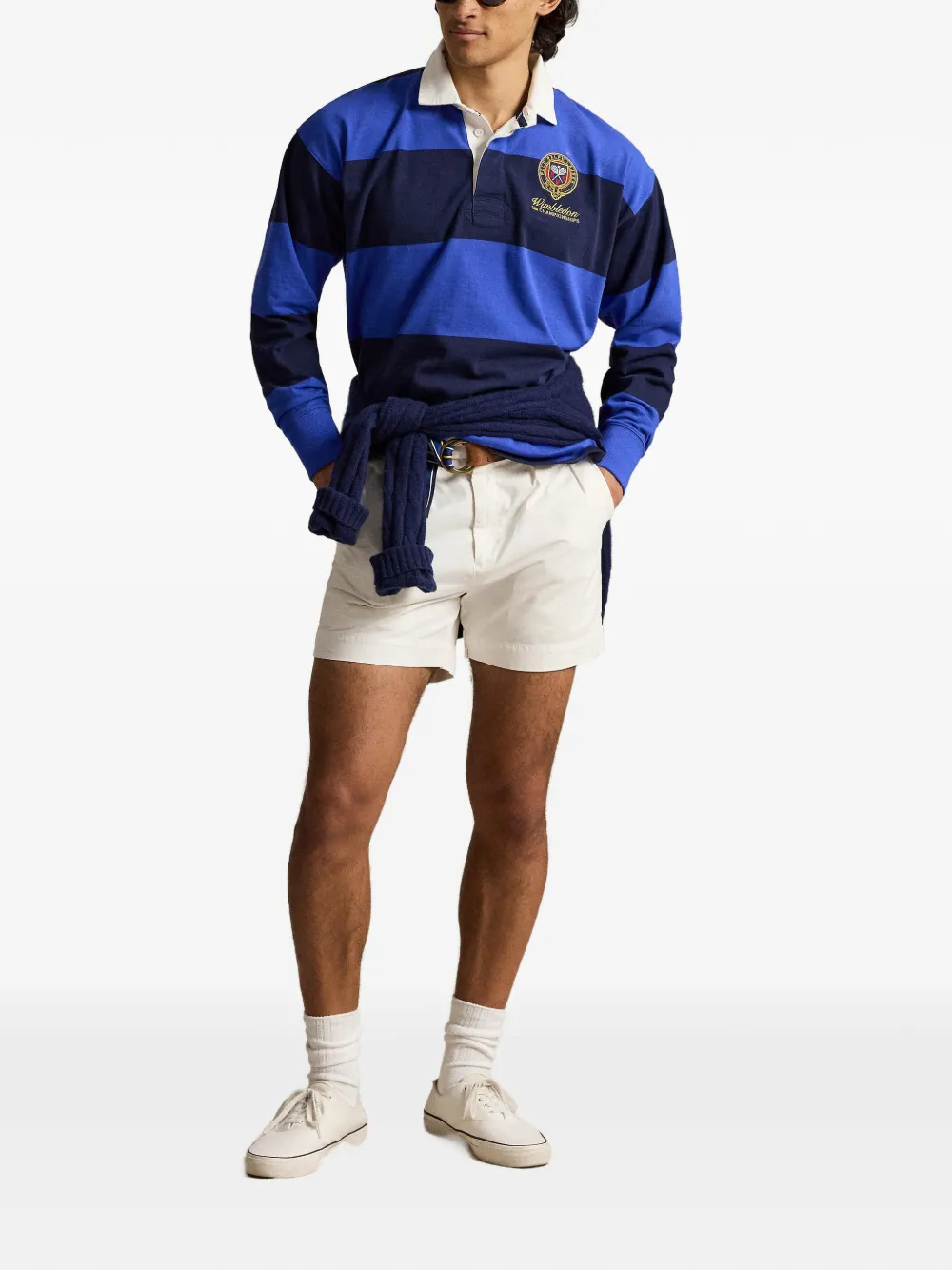 Polo Ralph Lauren Gestreept rugby poloshirt met borduurwerk Blauw