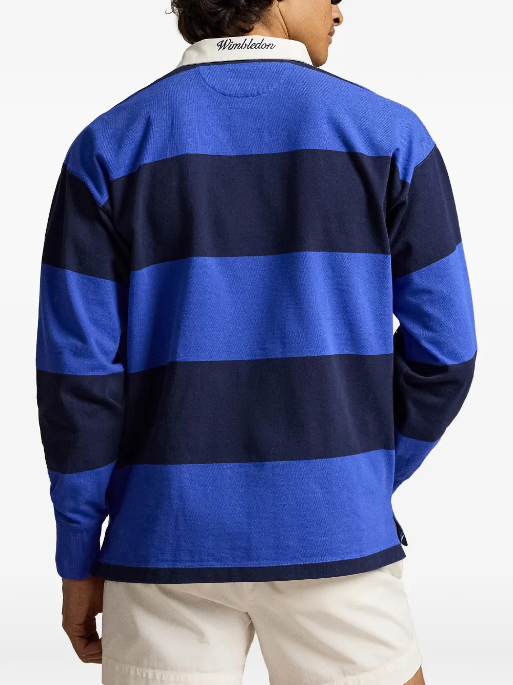 Polo Ralph Lauren Gestreept rugby poloshirt met borduurwerk Blauw