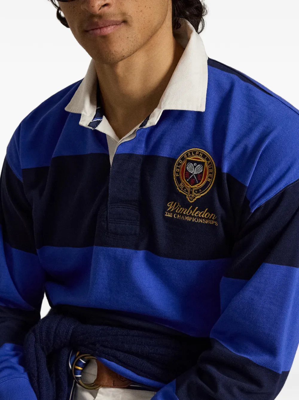 Polo Ralph Lauren Gestreept rugby poloshirt met borduurwerk Blauw