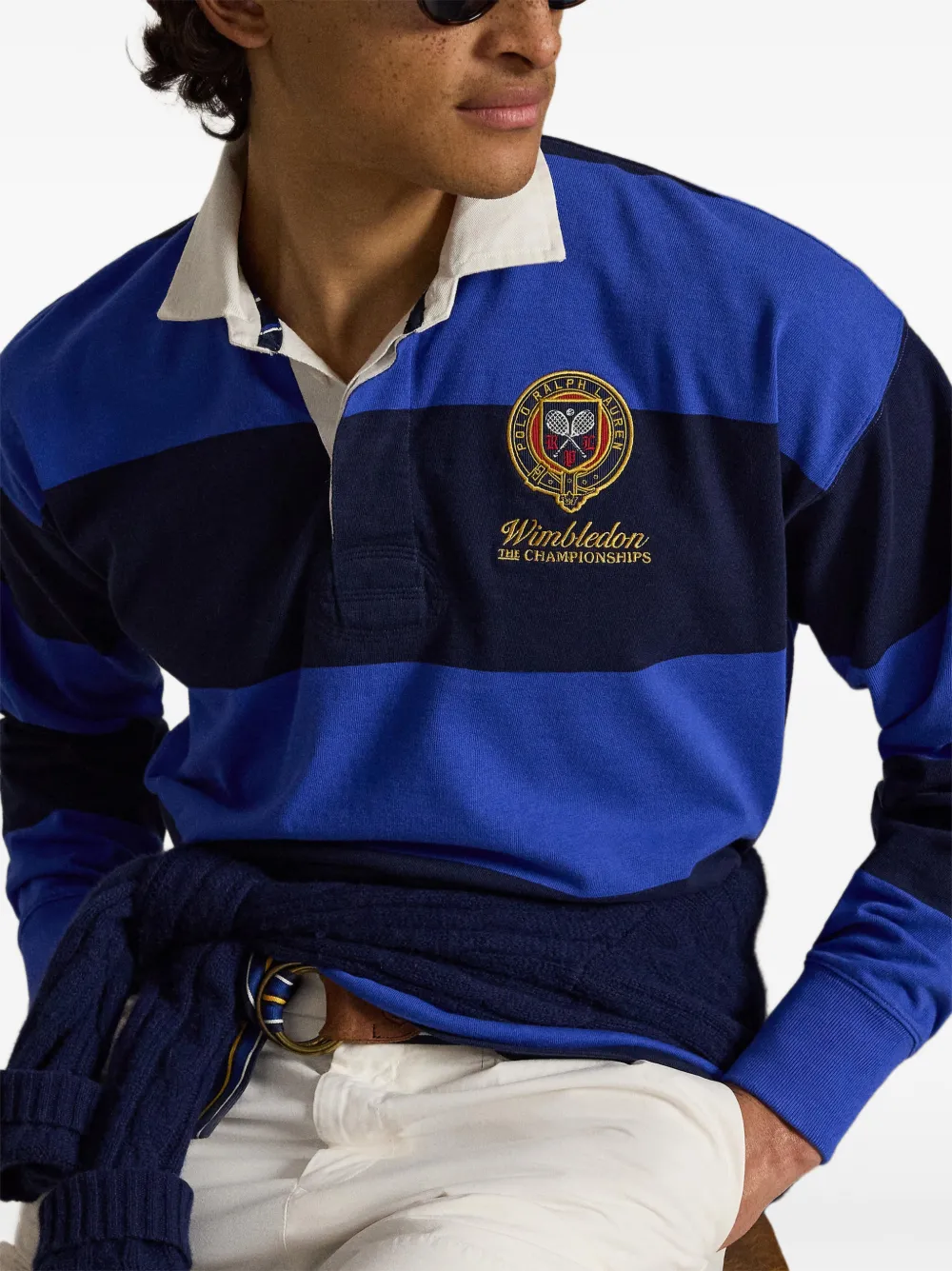 Polo Ralph Lauren Gestreept rugby poloshirt met borduurwerk Blauw