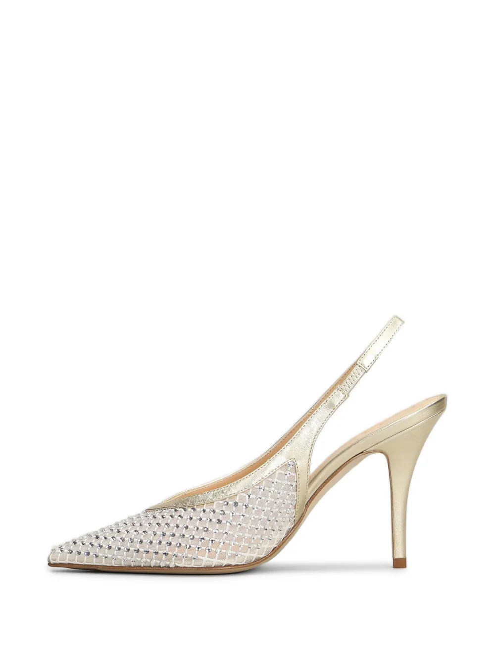 Chantal Leren slingback pumps verfraaid met kristallen Goud