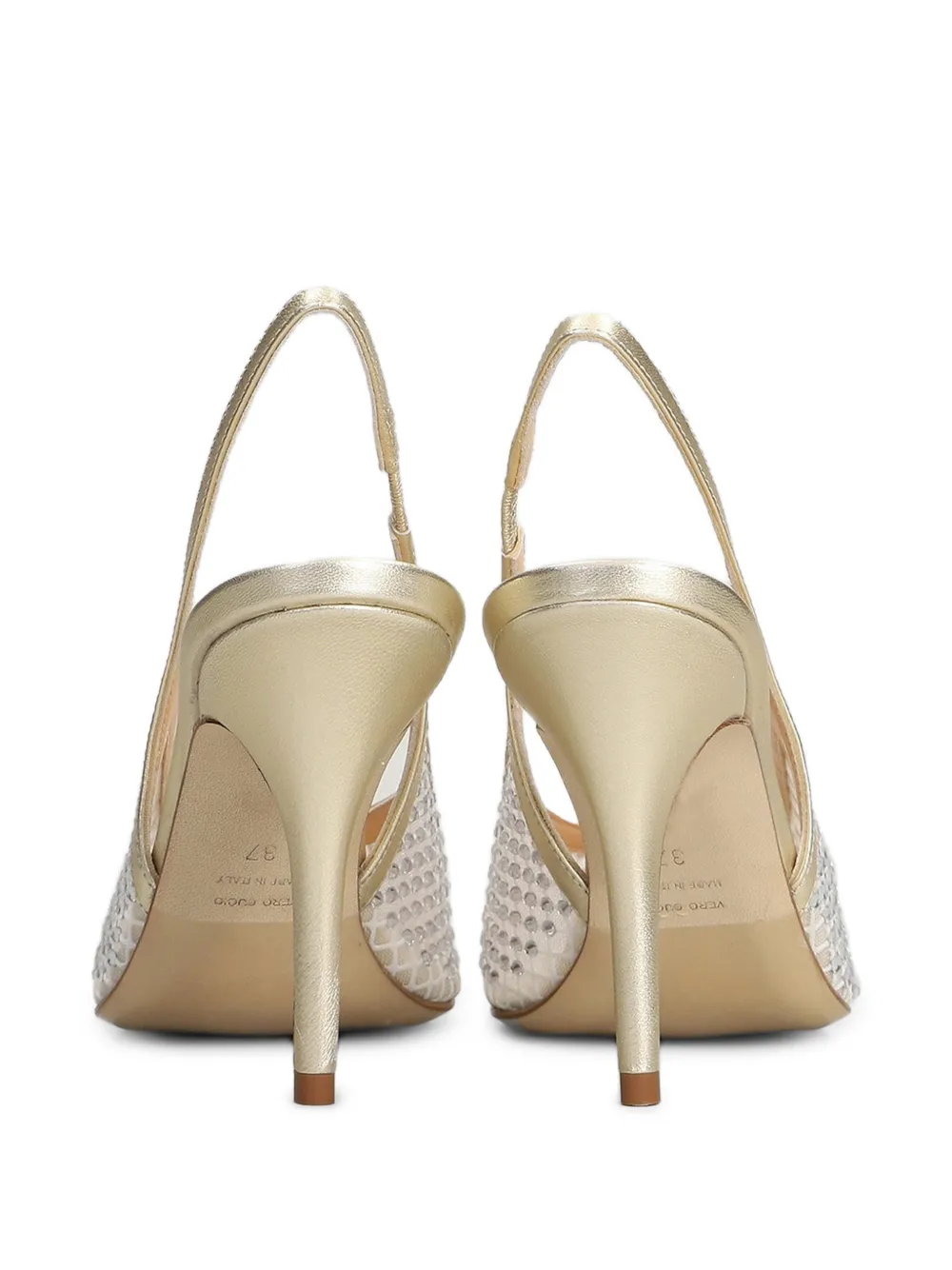 Chantal Leren slingback pumps verfraaid met kristallen Goud