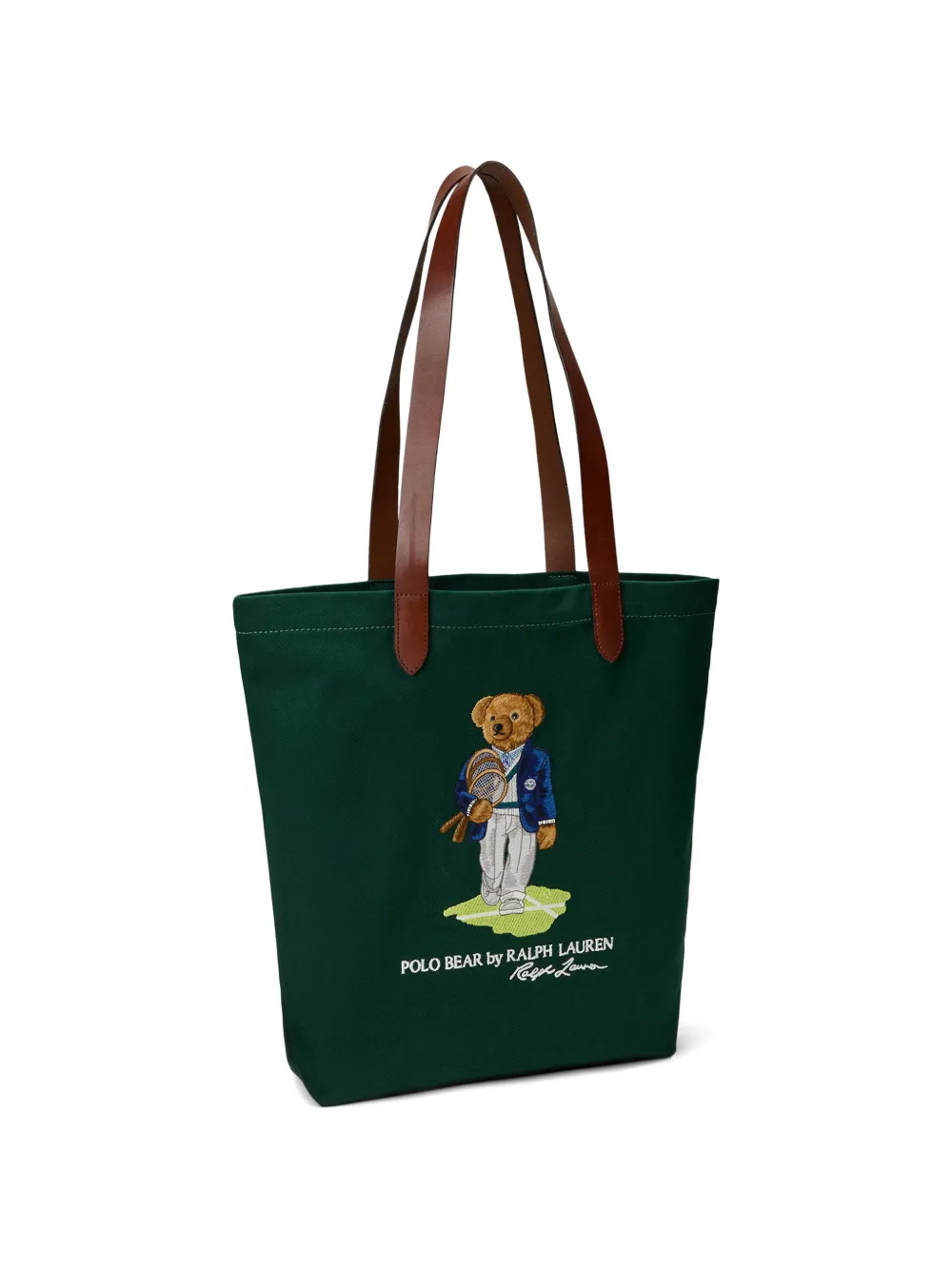 Polo Ralph Lauren Twill shopper met leren afwerking Groen