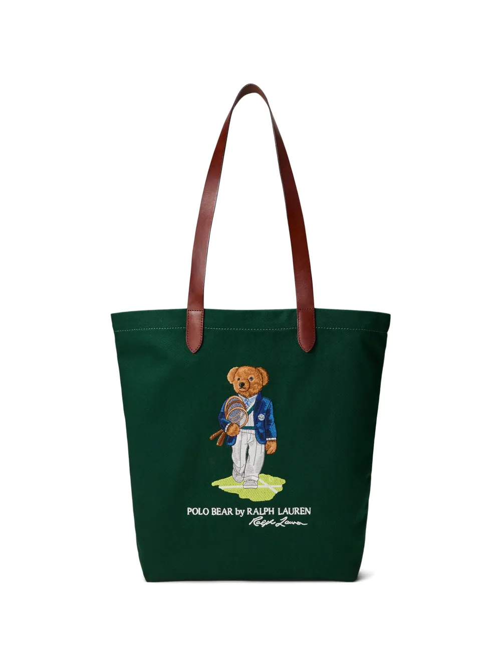 Polo Ralph Lauren leather trimmed twill shopper tote bag - Grün