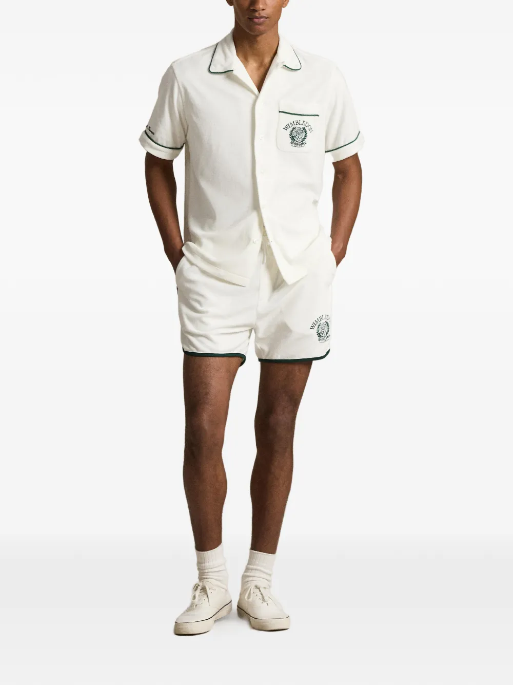 Polo Ralph Lauren Shorts met borduurwerk en gestreepte afwerking Wit