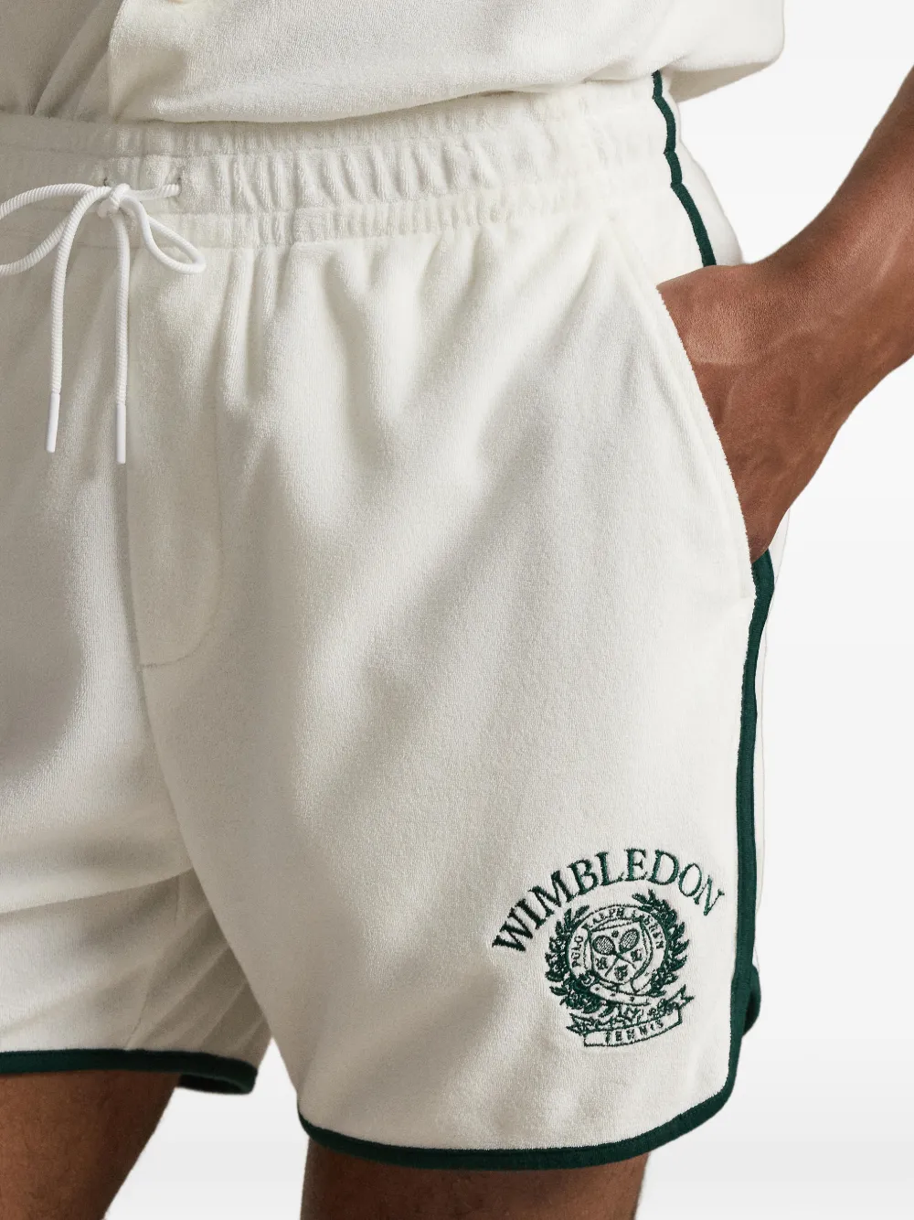 Polo Ralph Lauren Shorts met borduurwerk en gestreepte afwerking Wit