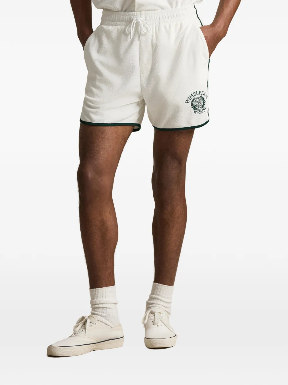 Polo Ralph Lauren Shorts met borduurwerk en gestreepte afwerking Wit