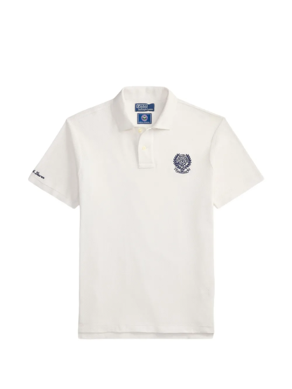 Polo Ralph Lauren Poloshirt in Pointelle-Strick mit Wappen - Weiß